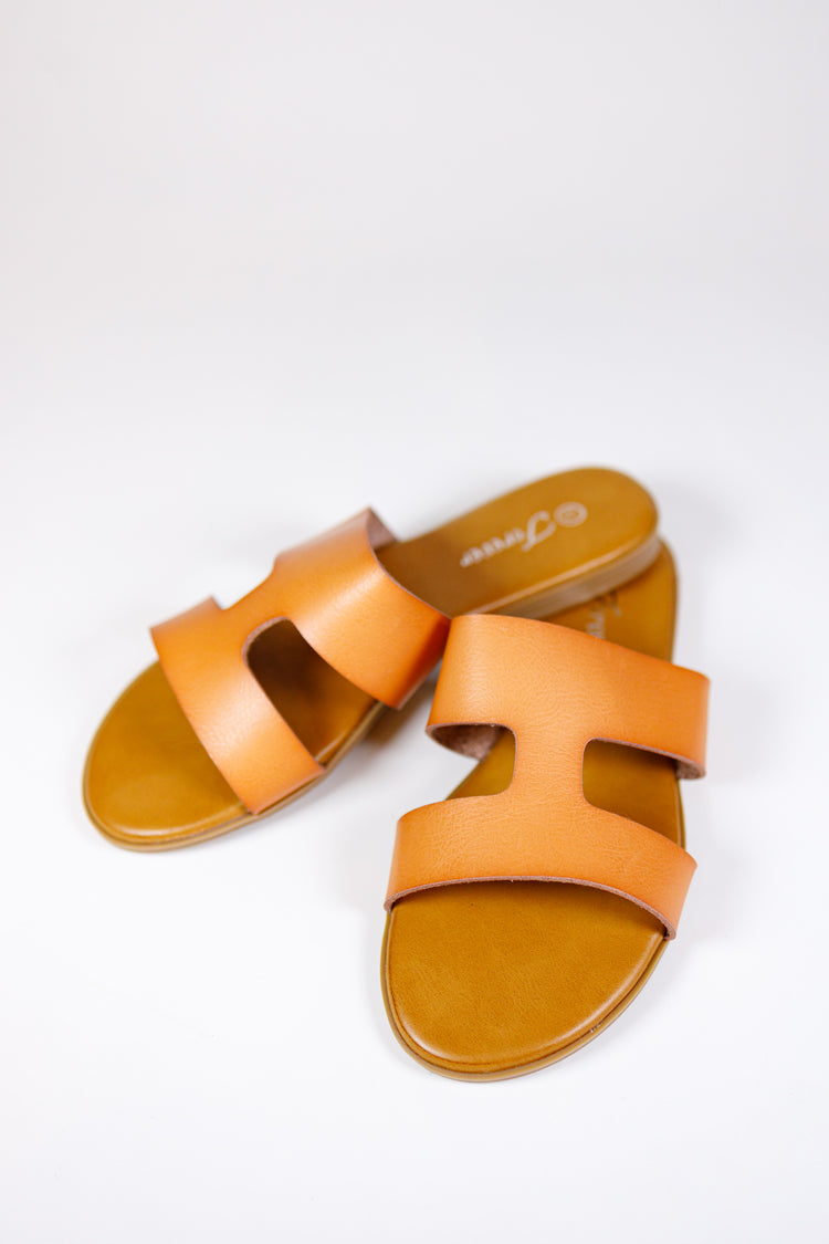 Cutout Slip On Sandal, CAMEL
