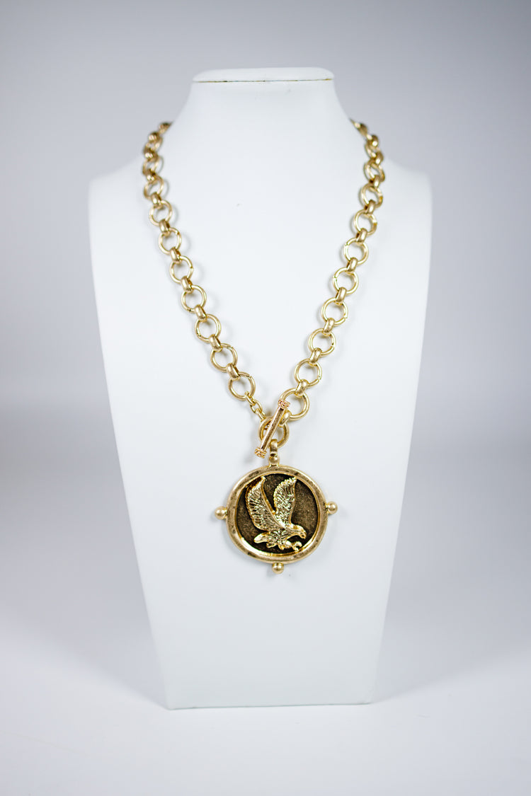 Gold Gameday Eagle Pendant Necklace Set Jaxe + Grace Boutique