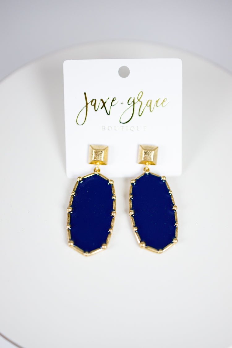 Long Hexagon Ball Studded Earrings Jaxe + Grace Boutique