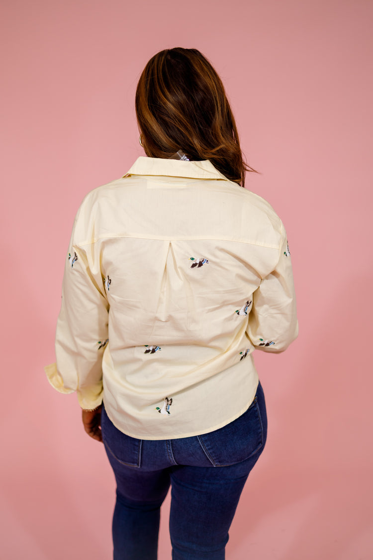 Soft Yellow Embroidered Duck Top Jaxe + Grace Boutique