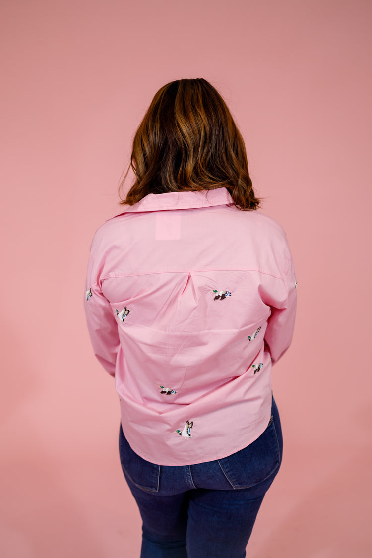 Pink Embroidered Duck Top Jaxe + Grace Boutique