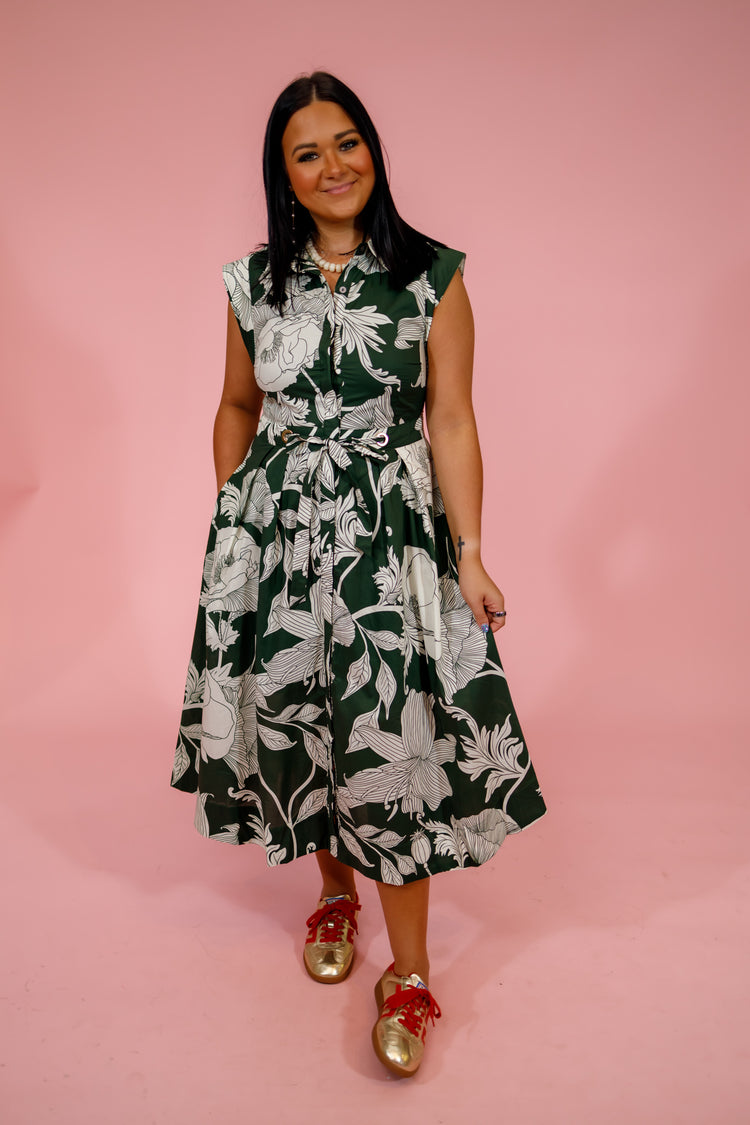 Fern Floral Sleeveless Midi Dress Jaxe + Grace Boutique