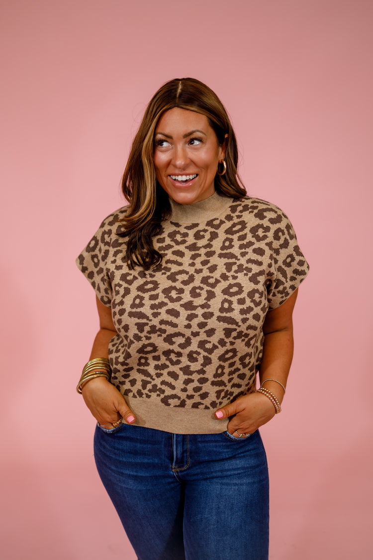Brown Leopard Sweater Top Jaxe + Grace Boutique