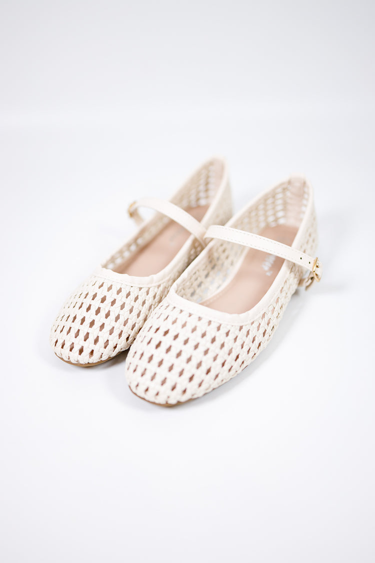Off White Woven Flats Jaxe + Grace Boutique