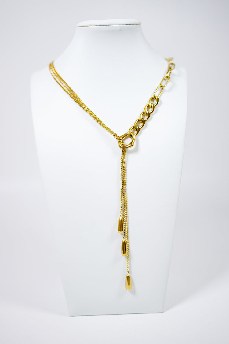 Teardrop Dangle Chain Lariat Necklace Jaxe + Grace Boutique