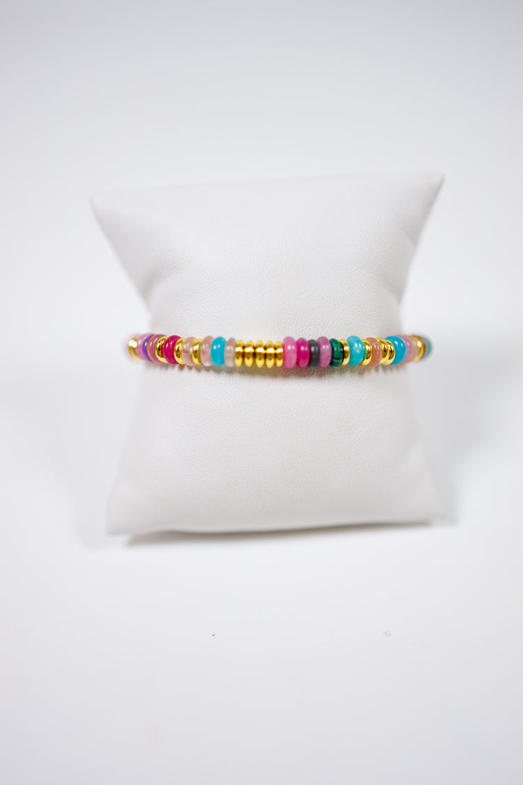 Colorful Stone Beaded Gold Accent Bracelet Jaxe + Grace Boutique