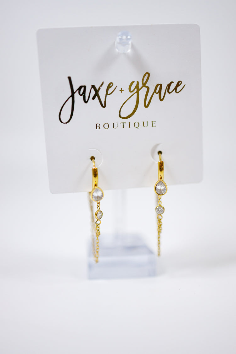 18K Gold Plated Chain Dangle Earrings Jaxe + Grace Boutique