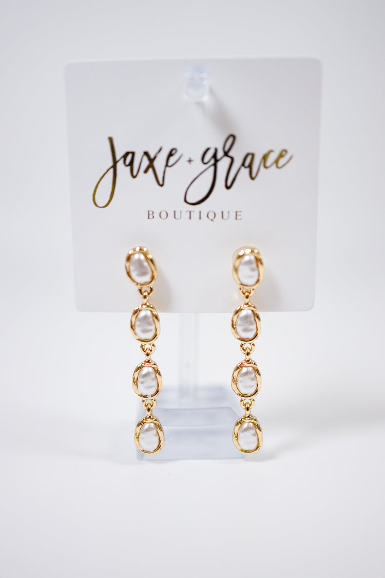 Pearl Linear Drop Earrings Jaxe + Grace Boutique
