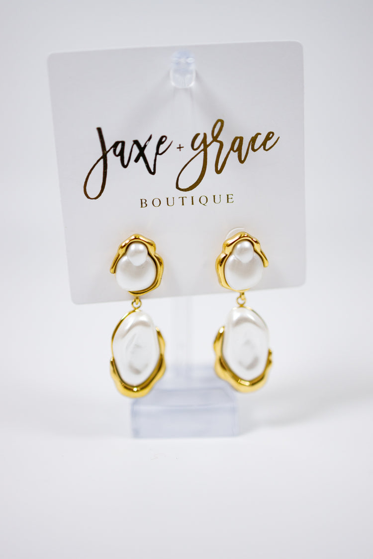 Geometric Peal Dangle Earrings Jaxe + Grace Boutique