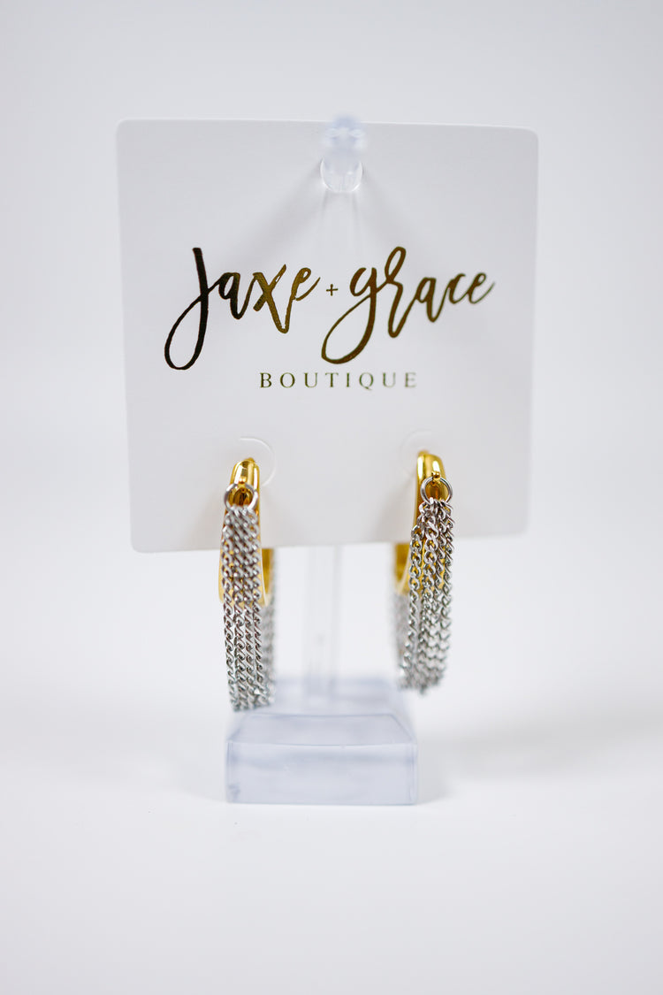 Silver and Gold Chain Huggie Hoops Jaxe + Grace Boutique