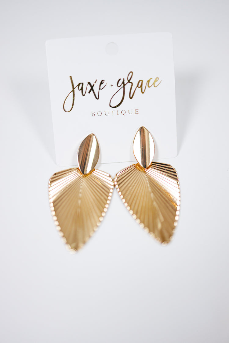 Gold Leaf Filigree Drop Earrings Jaxe + Grace Boutique