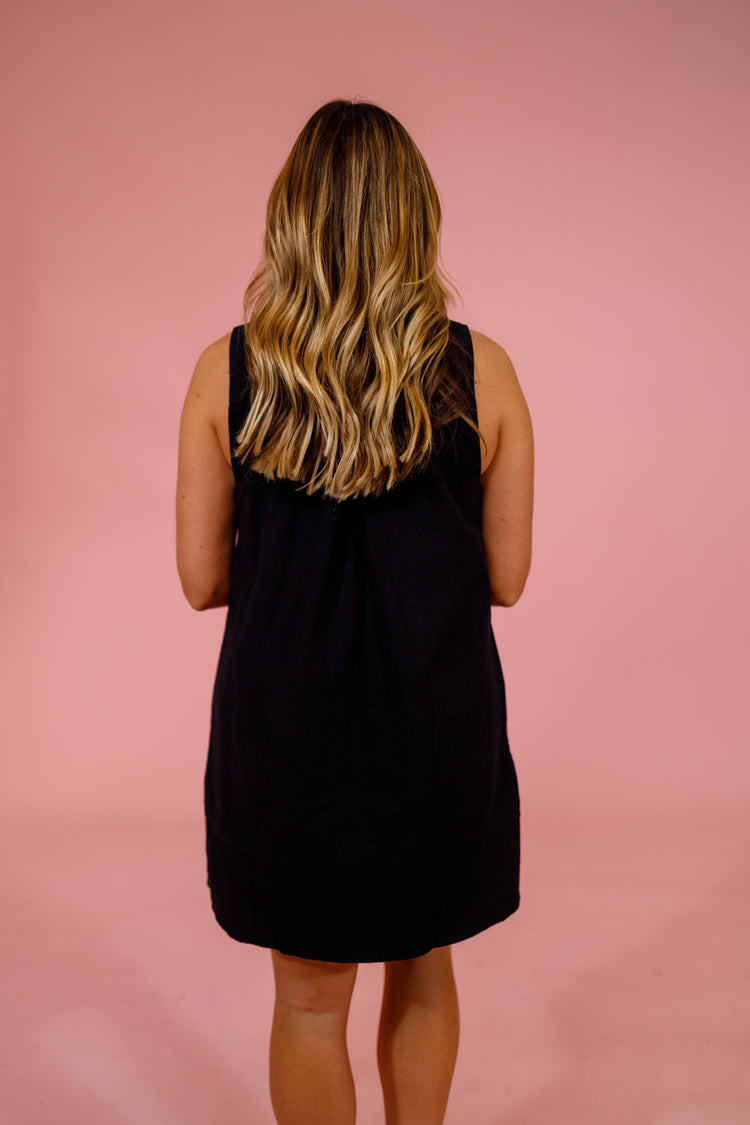 Black Stand Collar Mini Dress Jaxe + Grace Boutique