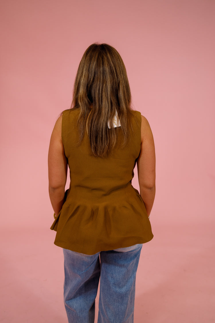 Toffee Hardware Peplum Top Jaxe + Grace Boutique