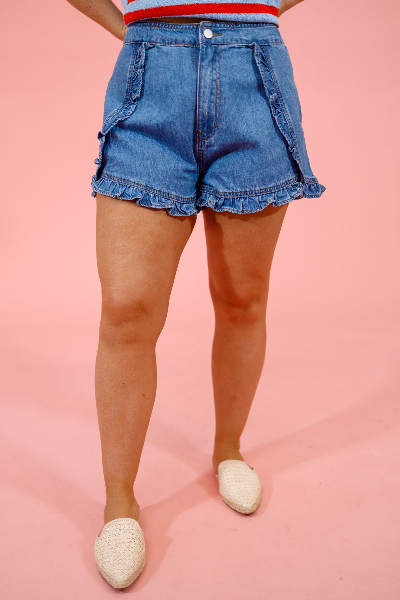 Marley Ruffle Hem Washed Shorts