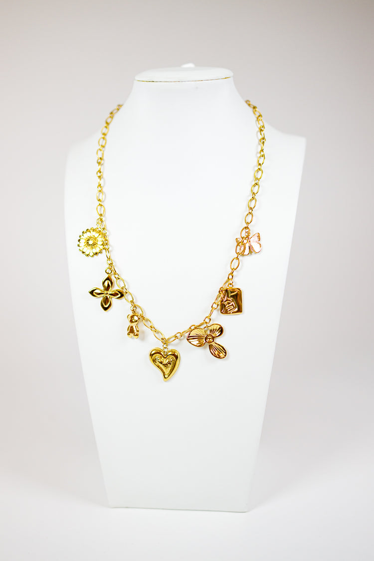 HD Gold Multi Charm Chain Necklace