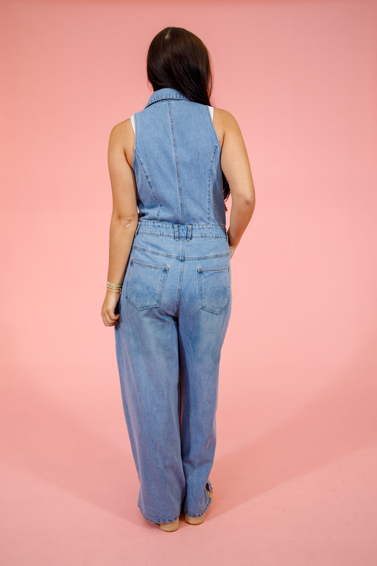 Denim Wide Leg Jumpsuit