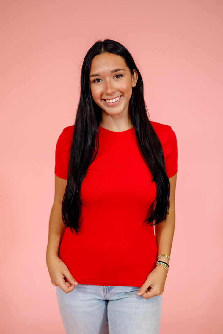 Basic Fitted Top, RED