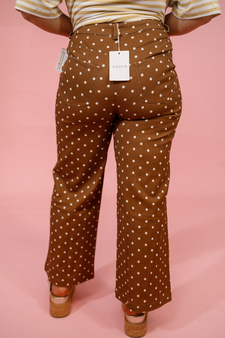 Brown Polka Dot Wide Leg Pants Jaxe + Grace Boutique