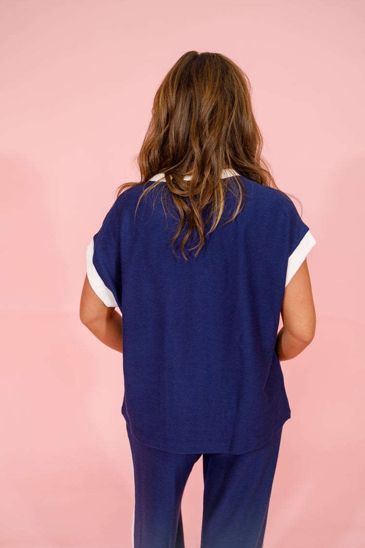 Navy Contrast Trim Set Jaxe + Grace Boutique