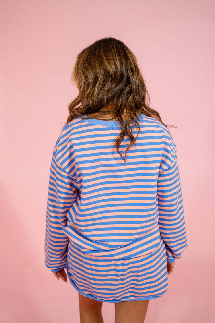 Blue and Pink Stripe Skort Set Jaxe + Grace Boutique