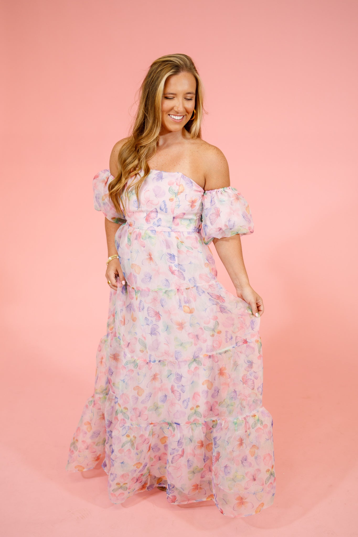 Butterfly Tulle Puff Sleeve Maxi Dress Jaxe + Grace Boutique Butterfly Tulle Puff Sleeve Maxi Dress Jaxe + Grace Boutique