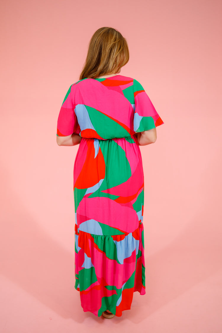 Multi Abstract Pattern Maxi Dress