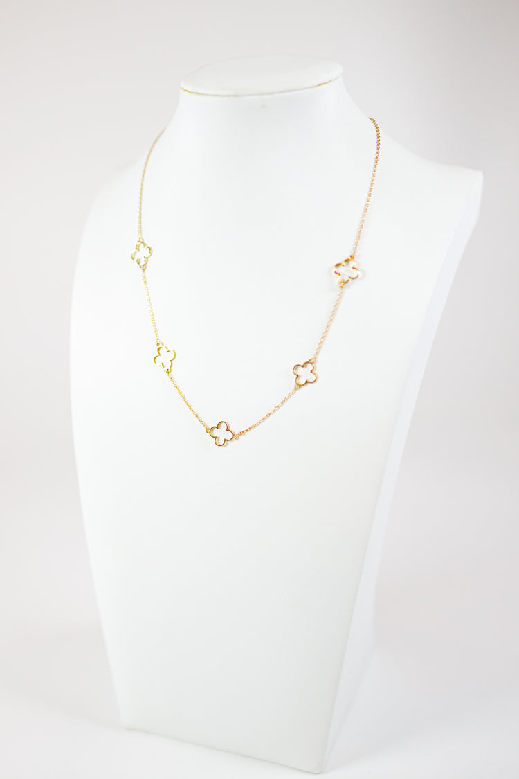 Clover Outline Station Necklace