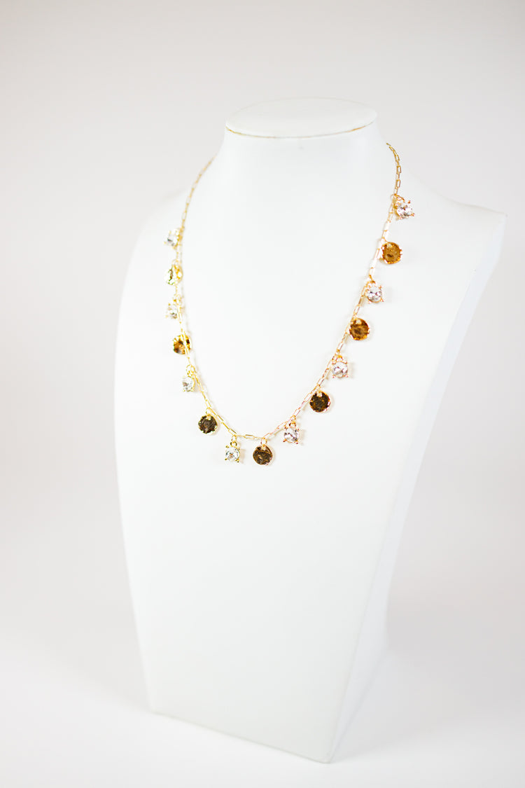 Disk & Glass Station Necklace