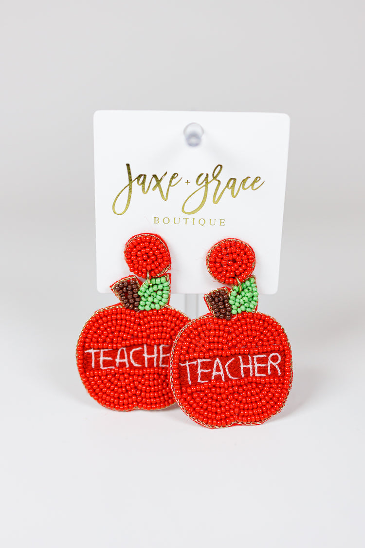 School Apple & TEACHER Earrings