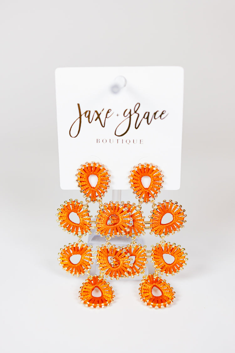 Orange Thread Wrapped Earrings