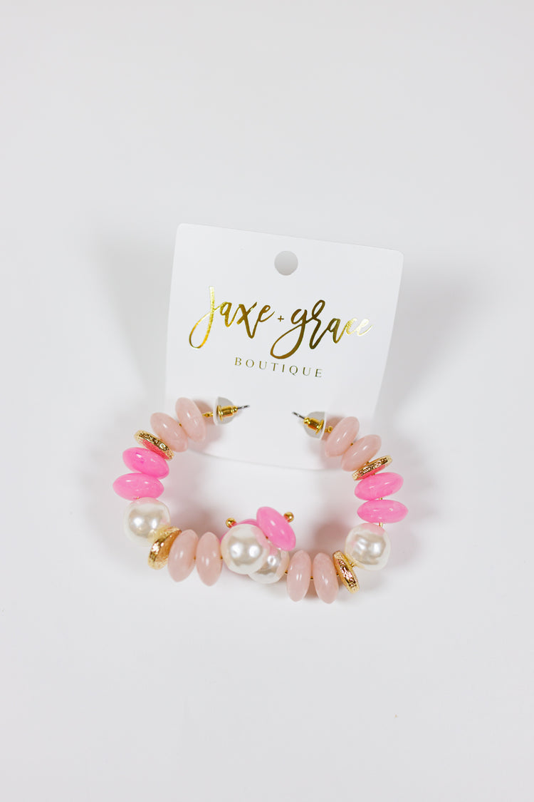 Pearl Rondelle Beads Hoops, VARIOUS