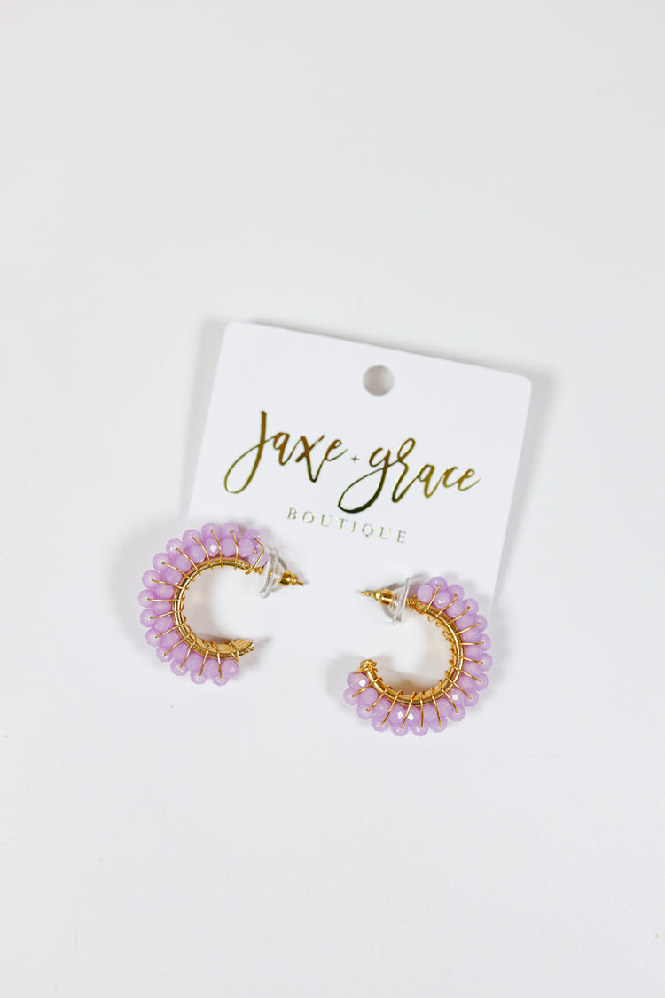 Glass Beads Layered Wire Hoops, VARIOUS