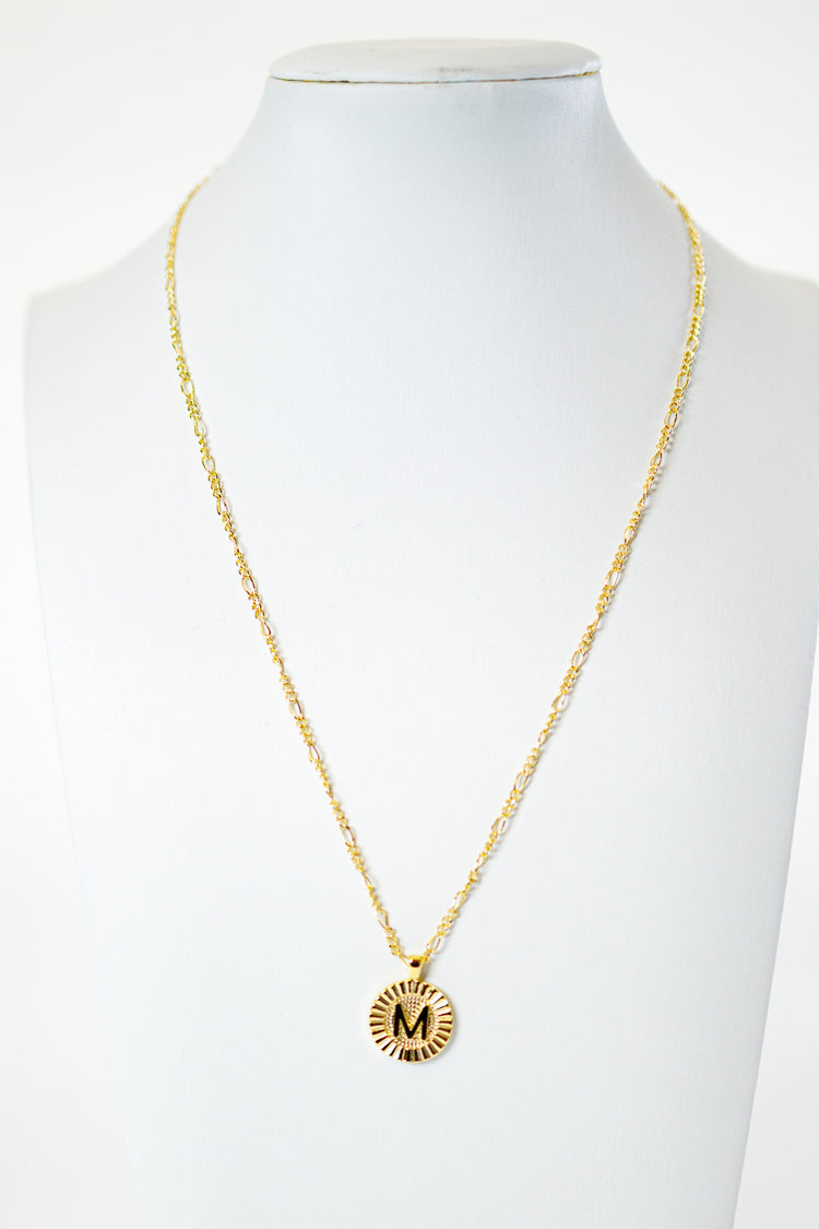 Round Burst Tag Initial Necklace, VARIOUS