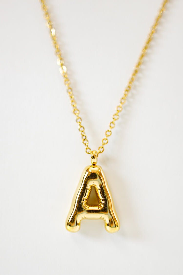Gold Bubble Initial Necklace, VARIOUS