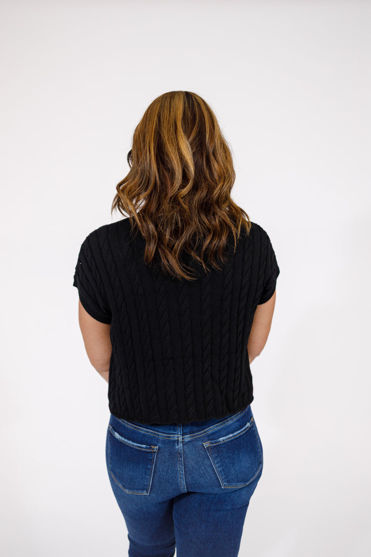 Black Twisted Sweater Vest