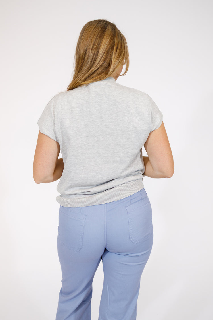 Mock Neck Sweater Top, HEATHER GREY