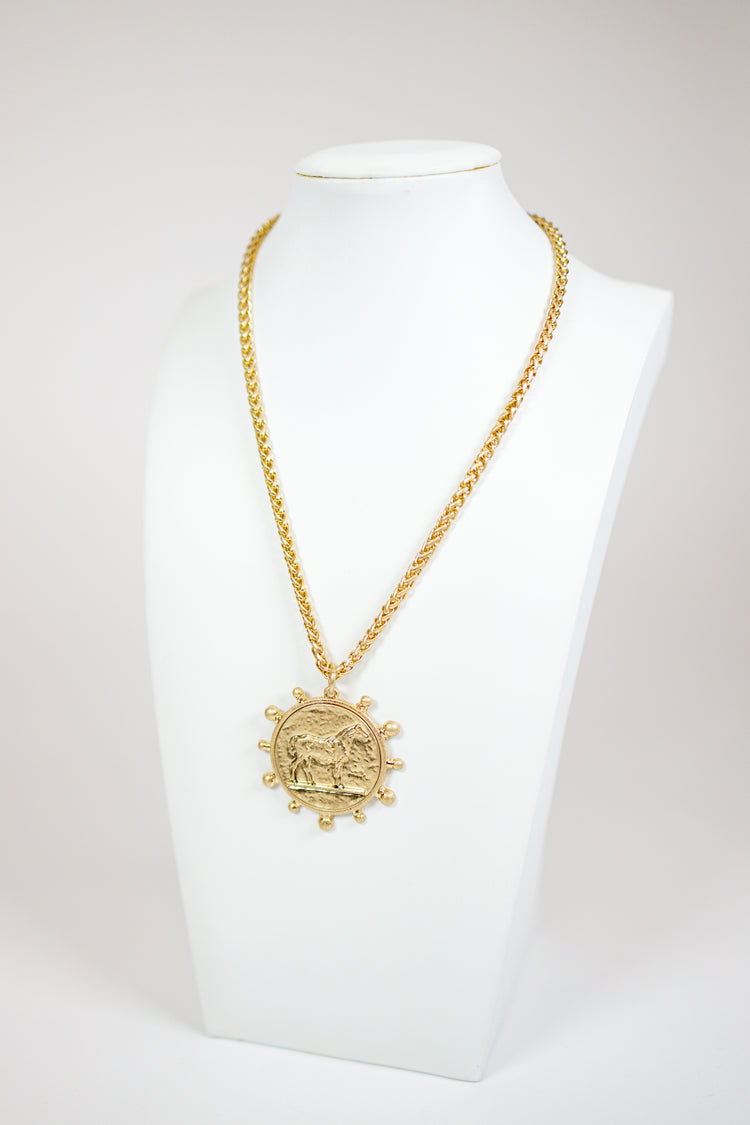 Horse Coin Pendant Necklace Set