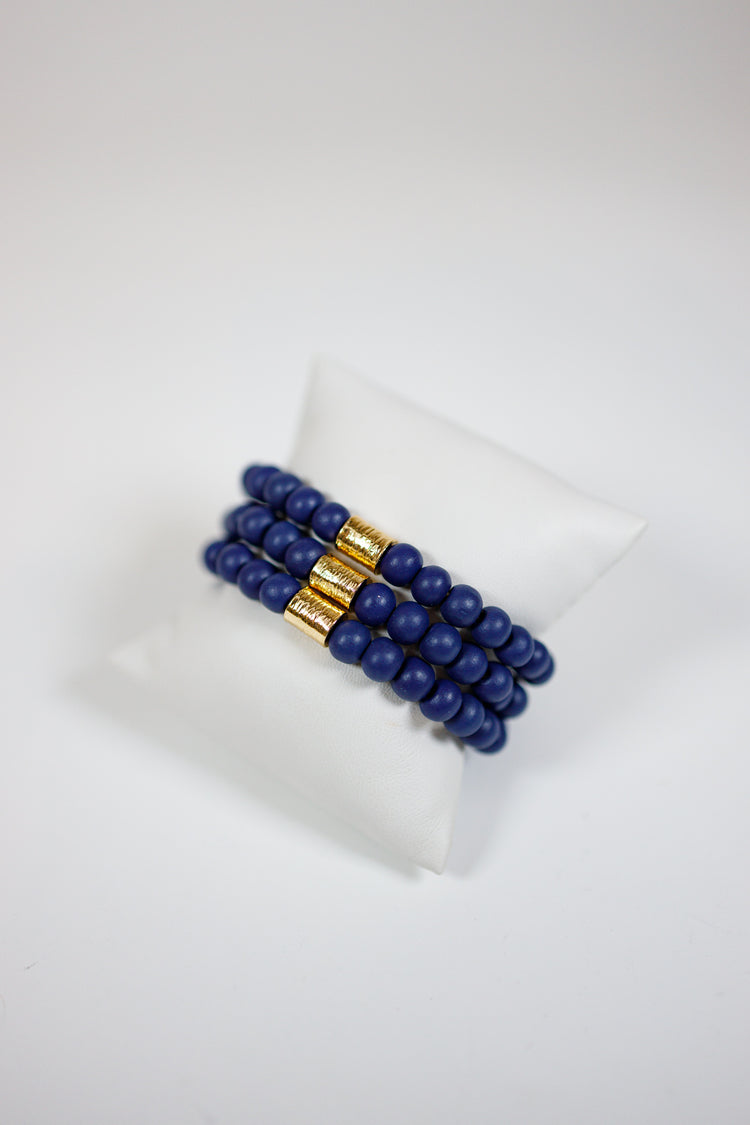 Navy Beaded Bracelet Set