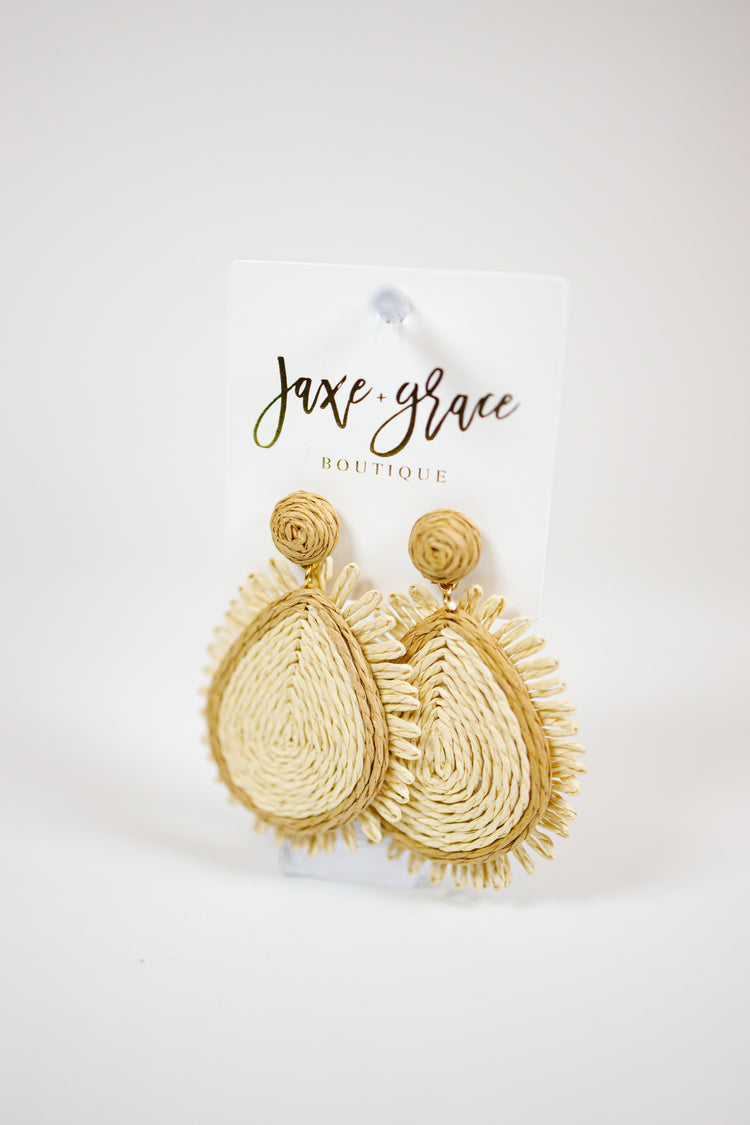 Wrapped Raffia Teardrop Earrings