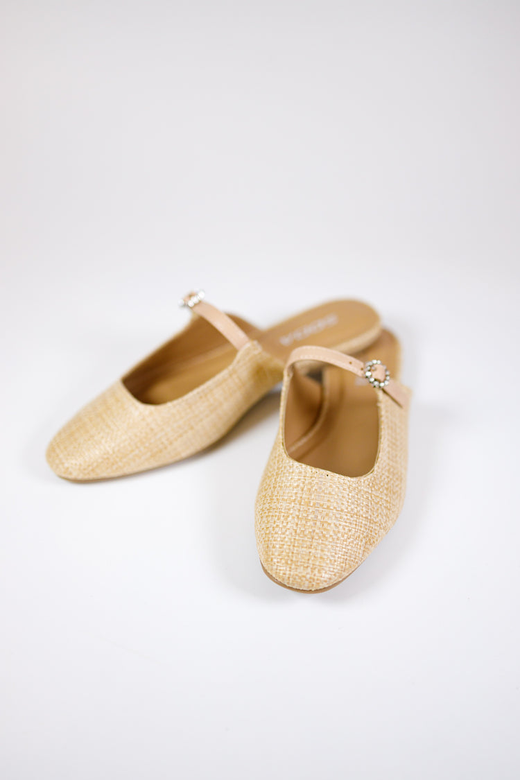 Raffia Cutout Slip on Mules