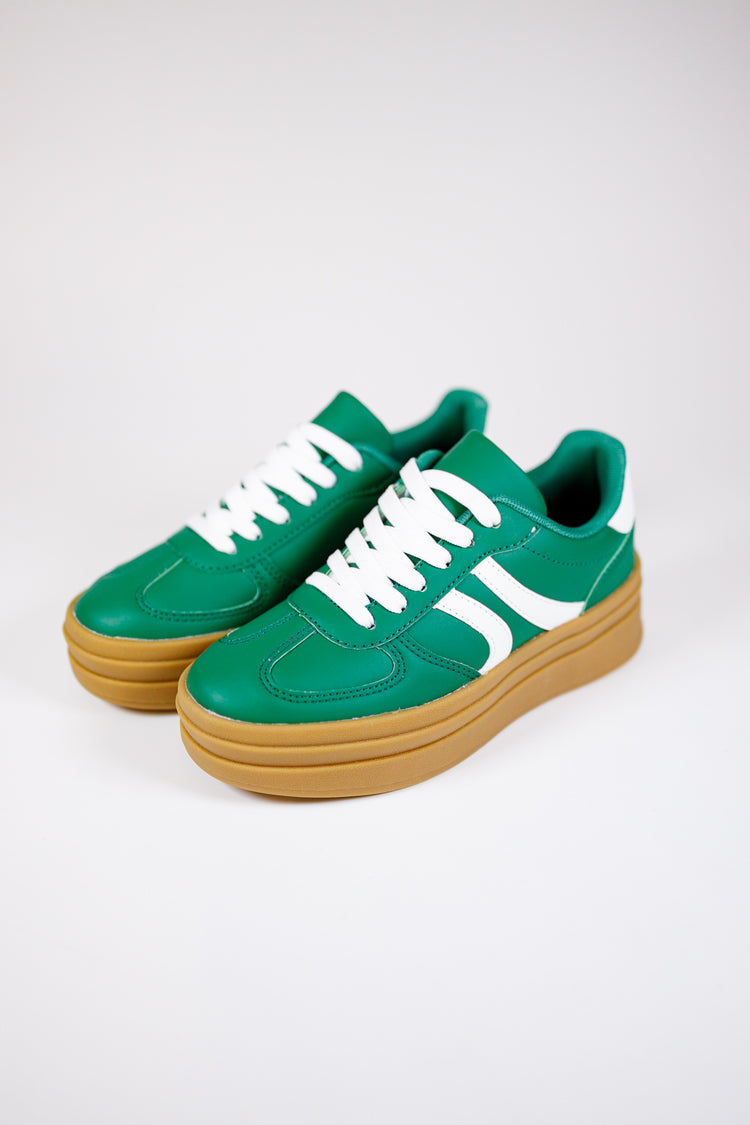 Green and White Platform Sneakers
