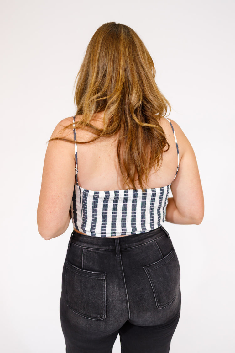 Navy Stripe Crop Top