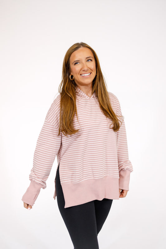 Rose Stripe Hooded Sweatshirt