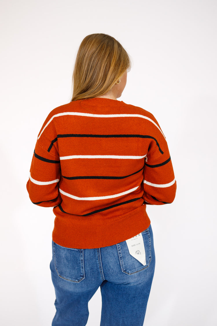 Brown Stripe Ribbed Sweater