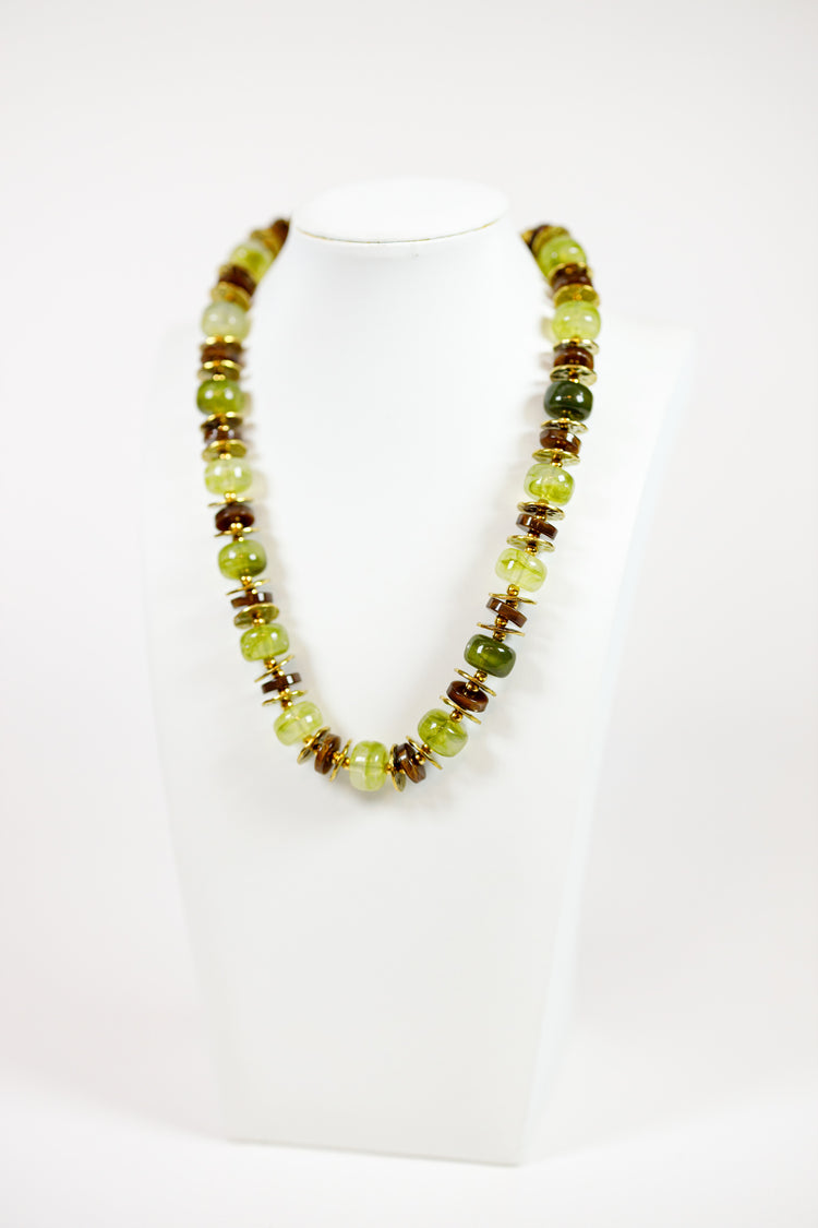 HD Green Multi Bead Disk Necklace