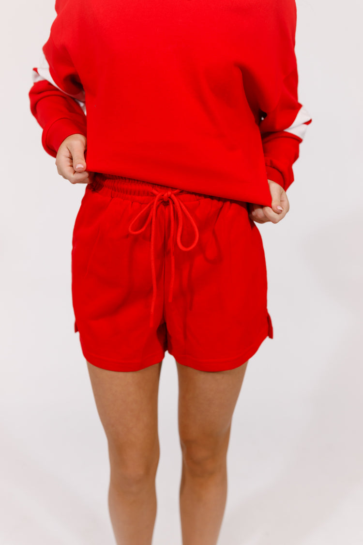 Red Varsity Striped Sleeve Set