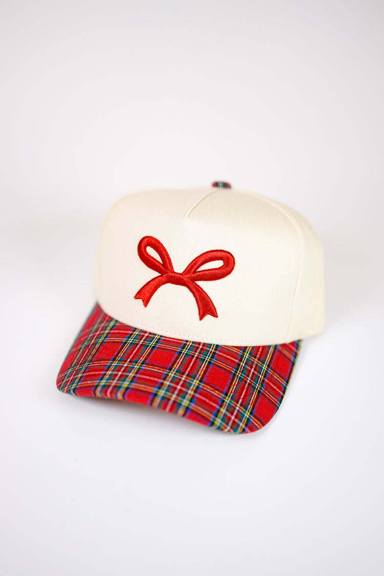 Christmas Plaid Bow Trucker Hat