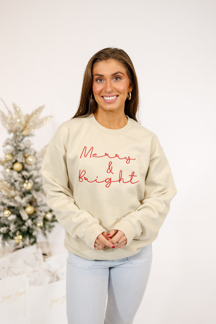 Merry & Bright Embroidered Sweatshirt, S-3XL