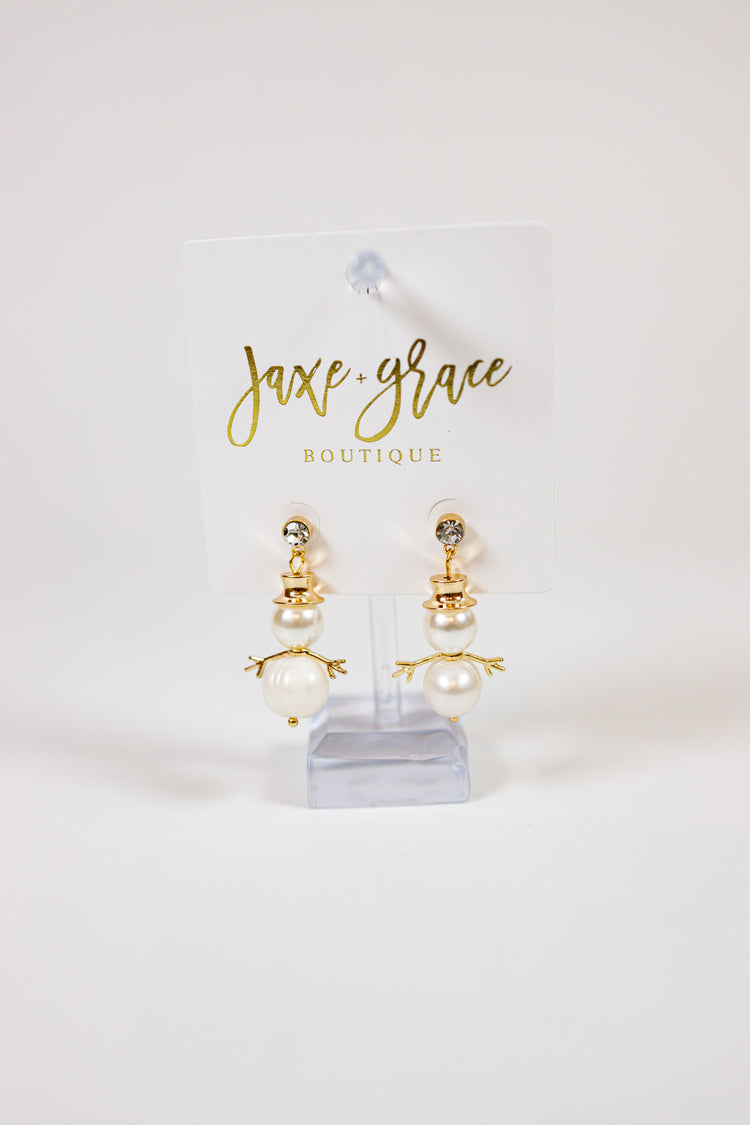 Pearl Snowman Earrings
