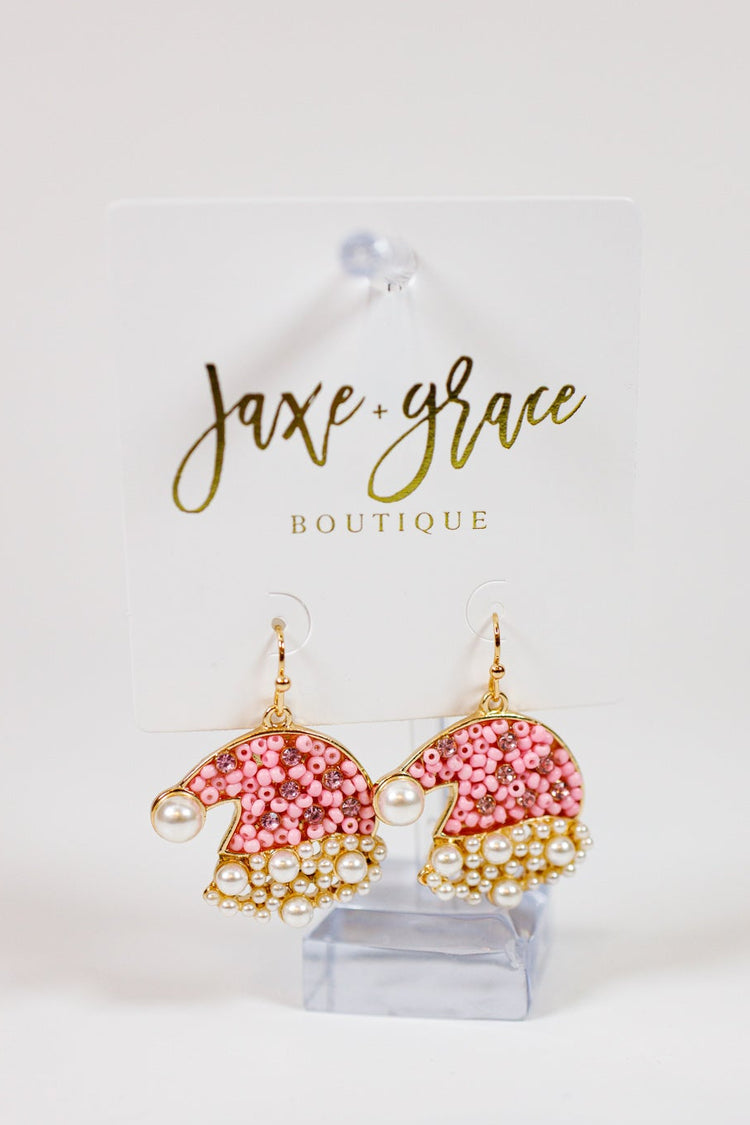 Beaded Christmas Hat Earrings